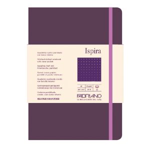 Taccuino Ispira - con elastico - copertina flessibile - A5 - 96 fogli - puntinato - viola - Fabriano