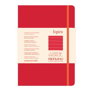 Taccuino Ispira - con elastico - copertina flessibile - A5 - 96 fogli - righe - rosso - Fabriano