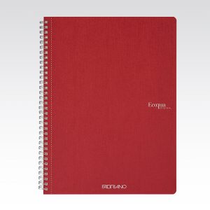 Maxiquaderno EcoQua original - spiralato - A4 - 90 gr - 1 rigo - 70 fogli - rosso scuro - Fabriano