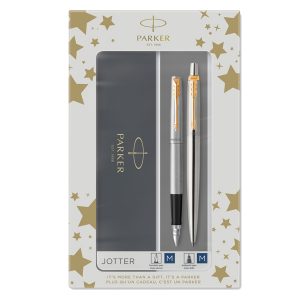 Gift Set DUO - Jotter stainless steel GT sfera + stilografica - punta media - Parker