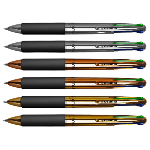 Astuccio penne a sfera Chrome - punta 1,00 mm - 4 colori - Osama - conf. 6  pezzi - Tecnoffice