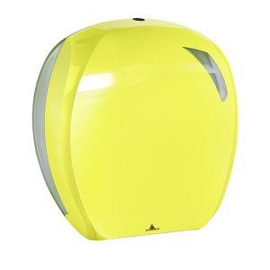 Dispenser per carta igienica Mini Jumbo Skin - 296 x 135 x 277 mm - rotolo diametro 24 cm - giallo fluo - Mar Plast