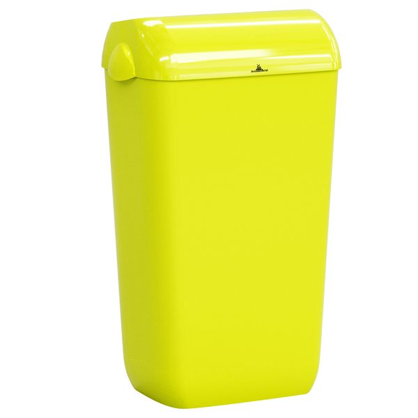 Cestino gettacarte Skin - con coperchio - 545 x 225 x 335 mm - 23 L - giallo fluo - Mar Plast