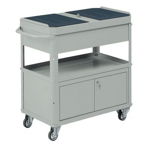 Carrello da lavoro - 2 vasche da 80 x 45 cm - con baule e portattrezzi - 92 x 47,8 x 87,5 cm - grigio - Tecnotelai