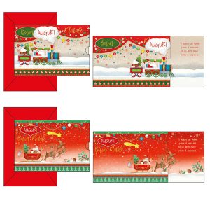 Biglietto auguri Babbo Natale - verticale - fantasie assortite - Kartos