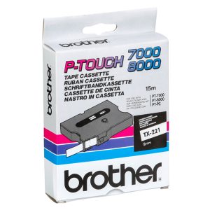 Brother - Nastro -  Nero/Bianco - TX221 - 9mm x15mt