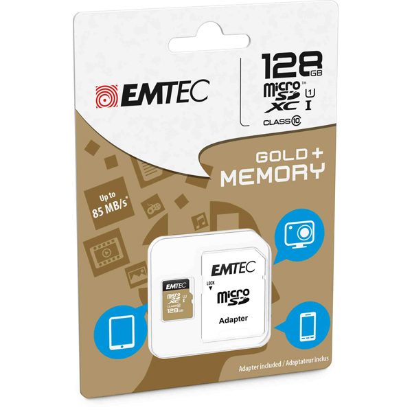 Emtec - Micro SDXC Class 10 Gold + con Adattatore - ECMSDM128GXC10GP - 128GB