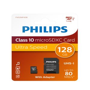 Philips - Micro SDXC Card - 128 GB - classe 10 - adattatore incluso