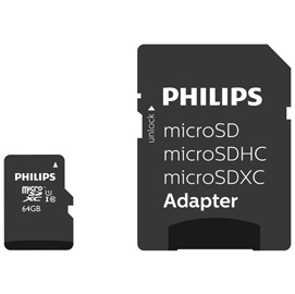 Philips - Micro SDXC Card - 64 GB - Class 10 - adattatore incluso