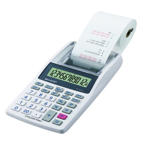 Calcolatrice scrivente mini EL1611V - 191x99x42 mm - 12 cifre - Bianco -  Sharp - SH-EL1611V - Tecnoffice