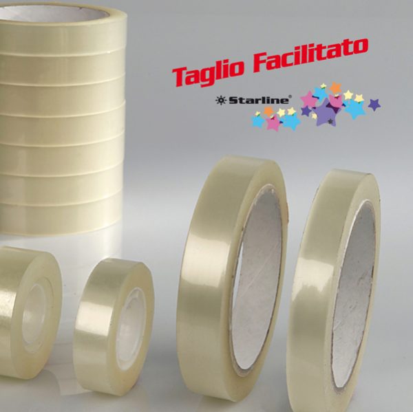 Nastro adesivo - 1,5 cm x 10 m - trasparente - Starline - torre 10 rotoli