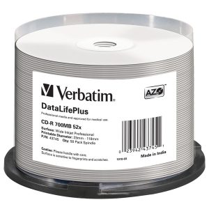 Verbatim - Scatola 50 CD-R Data Life Plus - spindle 1X-52X - 43745 - 700MB