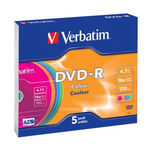 Verbatim - Scatola 5 DVD-R - slim Case - serigrafato colorato - 43557 - 4,7GB